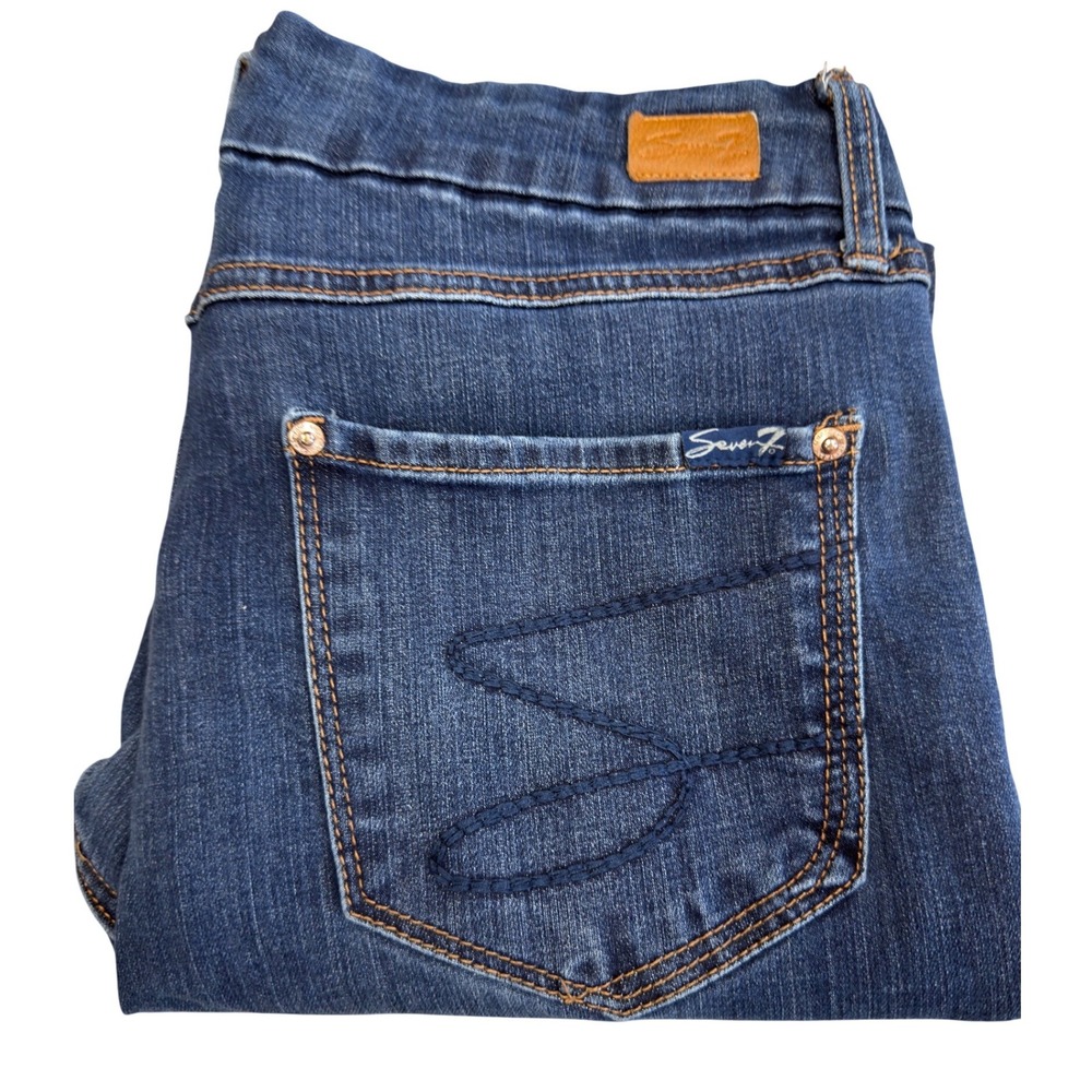Seven7 Women Skinny Jeans Dark Wash Blue Denim Size 12 Stretch S Pocket
